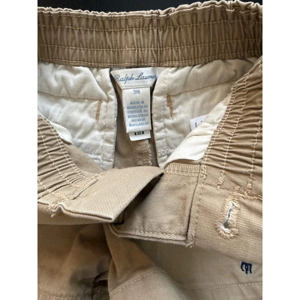 Ralph Lauren Baby Khaki Short Size 3 Months Tan Cotton Stretch Infant Resortwear